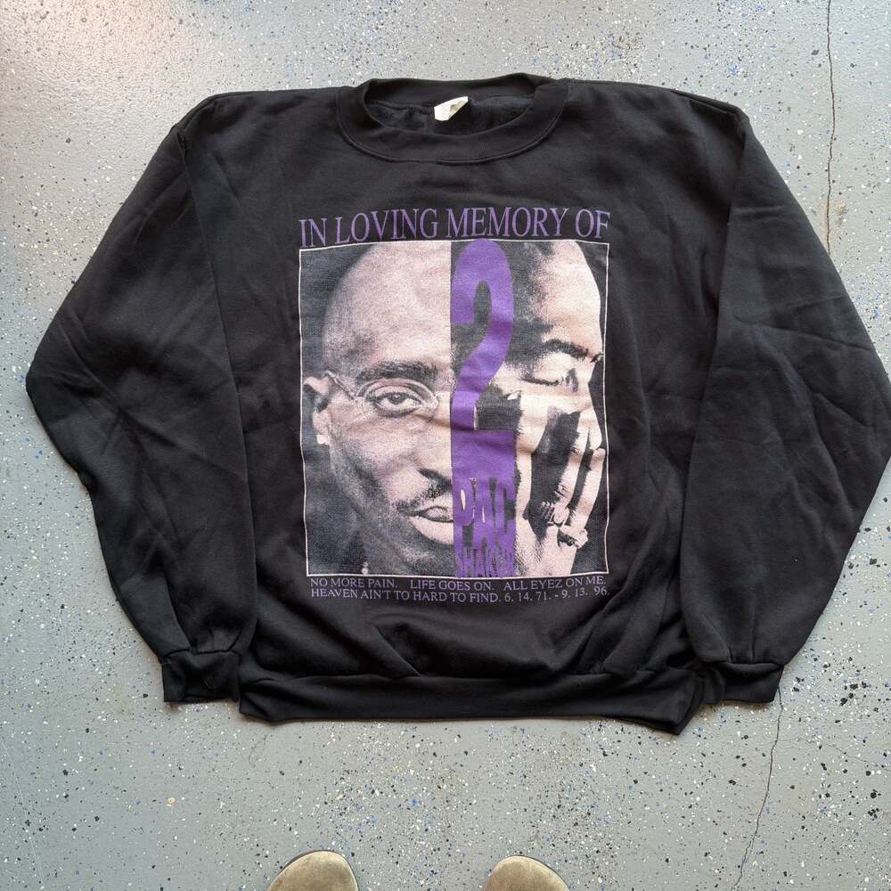 Vintage 90s Tupac Shakur In Loving Memory Memorial Rap Crewneck Sweatshirt XL - Picture 6 of 7